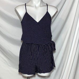 Mossimo Navy Red White Striped Romper with Side Tie, Small